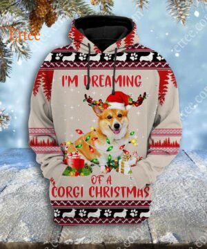 Corgi Dog 3D Hoodie, I'm Dreaming of a Corgi Christmas - Ettee - 3D Hoodie