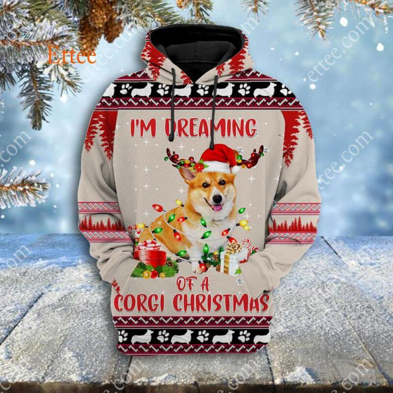 Corgi Dog 3D Hoodie, I'm Dreaming of a Corgi Christmas - Ettee - 3D Hoodie