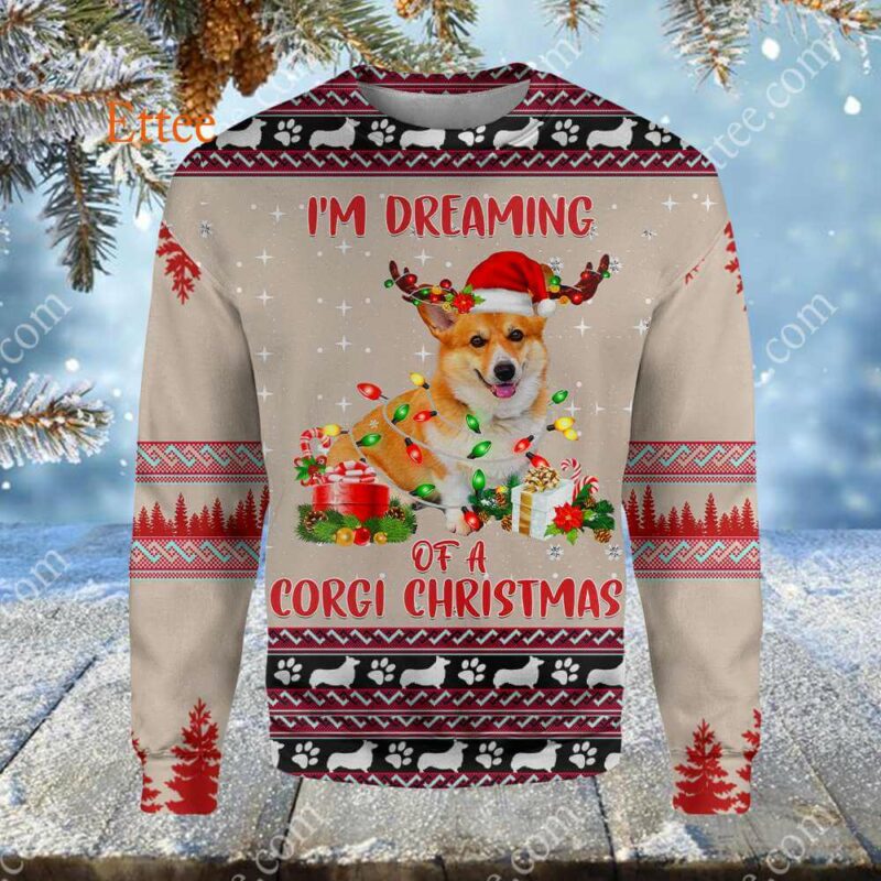 Corgi Dog 3D Hoodie, I'm Dreaming of a Corgi Christmas - Ettee - 3D Hoodie