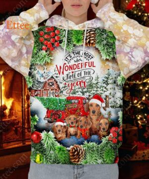 Dachshund Dog Christmas 3D Unisex Hoodie, It's The Most Wonderful Time Of The Year - Ettee - 3D