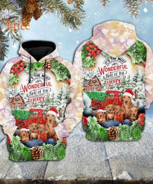 Dachshund Dog Christmas 3D Unisex Hoodie, It's The Most Wonderful Time Of The Year - Ettee - 3D