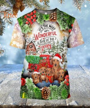 Dachshund Dog Christmas 3D Unisex Hoodie, It's The Most Wonderful Time Of The Year - Ettee - 3D