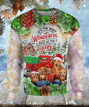 Dachshund Dog Christmas 3D Unisex Hoodie, It's The Most Wonderful Time Of The Year - Ettee - 3D