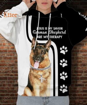 German Shepherd Therapy Jesus Savior 3D Unisex Hoodie - Ettee - 3D