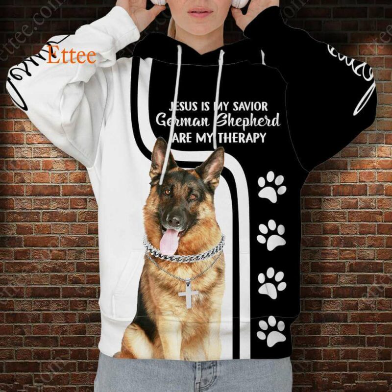 German Shepherd Therapy Jesus Savior 3D Unisex Hoodie - Ettee - 3D