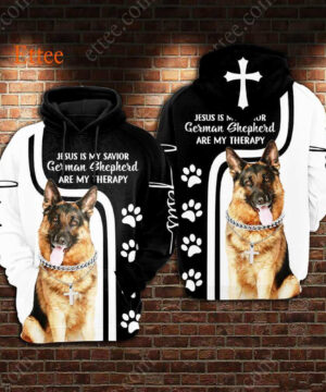 German Shepherd Therapy Jesus Savior 3D Unisex Hoodie - Ettee - 3D