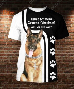 German Shepherd Therapy Jesus Savior 3D Unisex Hoodie - Ettee - 3D