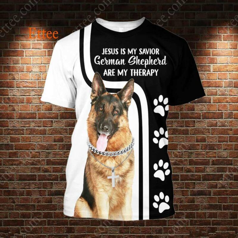 German Shepherd Therapy Jesus Savior 3D Unisex Hoodie - Ettee - 3D