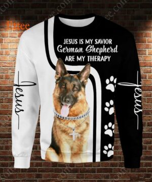 German Shepherd Therapy Jesus Savior 3D Unisex Hoodie - Ettee - 3D