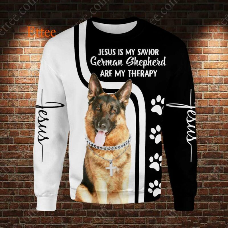 German Shepherd Therapy Jesus Savior 3D Unisex Hoodie - Ettee - 3D