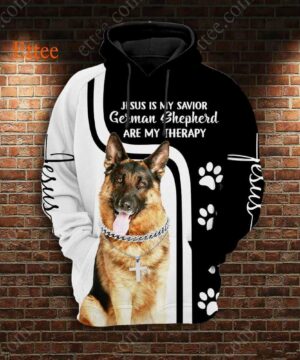 German Shepherd Therapy Jesus Savior 3D Unisex Hoodie - Ettee - 3D