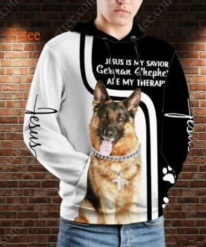 German Shepherd Therapy Jesus Savior 3D Unisex Hoodie - Ettee - 3D