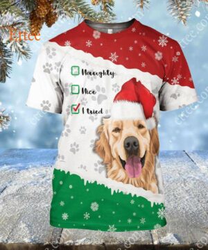 Golden Retriever 3D Hoodie, Dear Santa I Tried - Ettee - 3D Hoodie