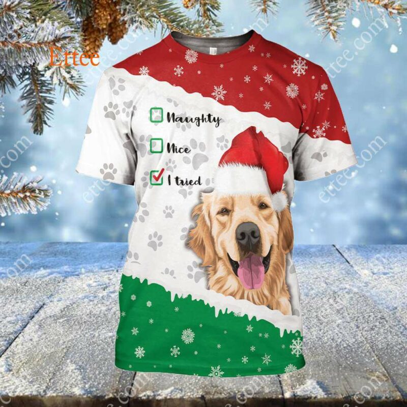 Golden Retriever 3D Hoodie, Dear Santa I Tried - Ettee - 3D Hoodie