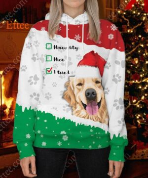 Golden Retriever 3D Hoodie, Dear Santa I Tried - Ettee - 3D Hoodie