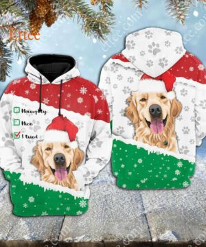 Golden Retriever 3D Hoodie, Dear Santa I Tried - Ettee - 3D Hoodie