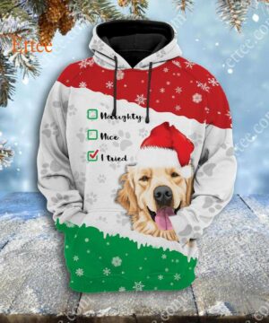 Golden Retriever 3D Hoodie, Dear Santa I Tried - Ettee - 3D Hoodie