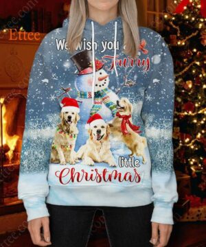 Golden Retrievers 3D Unisex Hoodie, We Wish You a Furry Little Christmas - Ettee - 3D