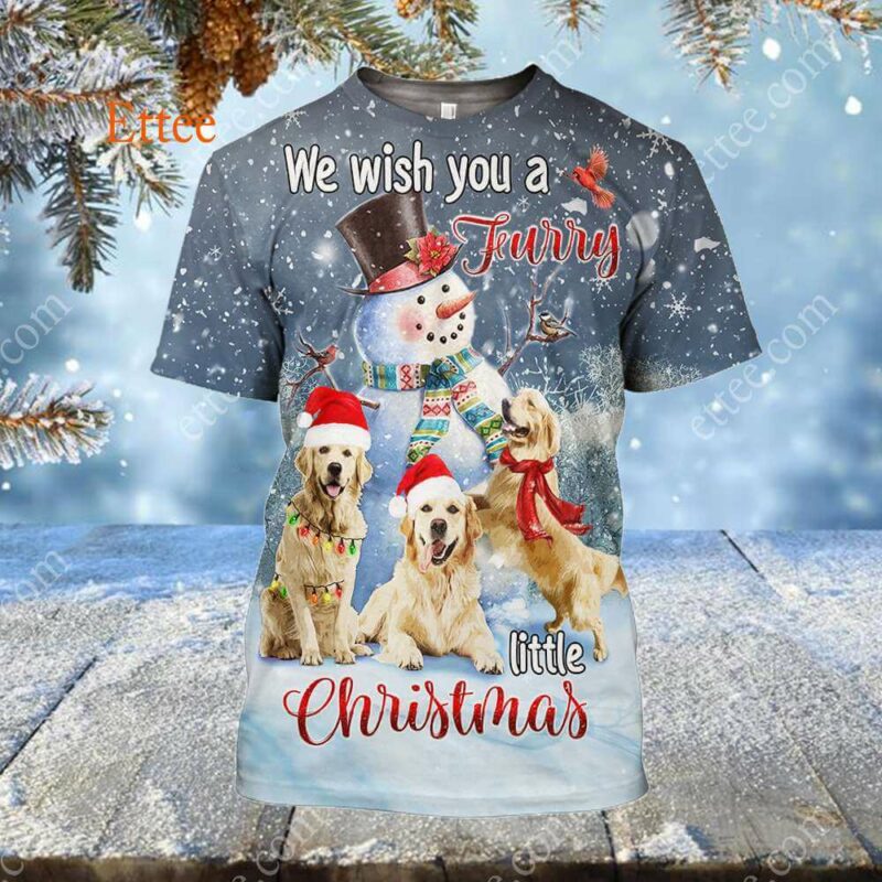 Golden Retrievers 3D Unisex Hoodie, We Wish You a Furry Little Christmas - Ettee - 3D