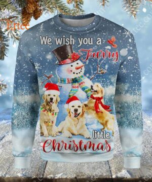 Golden Retrievers 3D Unisex Hoodie, We Wish You a Furry Little Christmas - Ettee - 3D