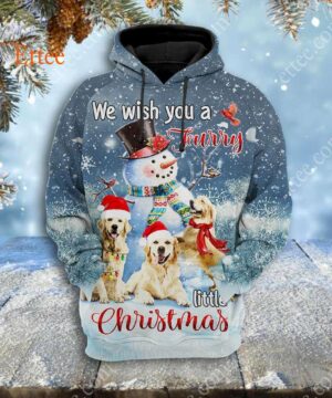 Golden Retrievers 3D Unisex Hoodie, We Wish You a Furry Little Christmas - Ettee - 3D