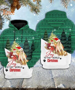 Golden Retrievers Christmas 3D Hoodie, Joy To The World - Ettee - 3D Hoodie