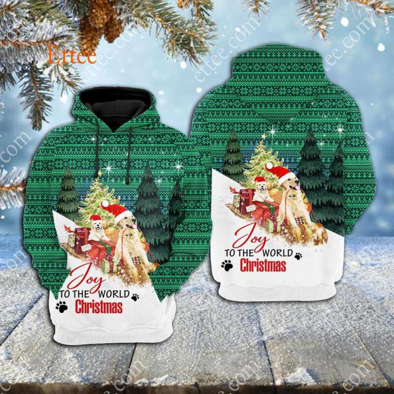 Golden Retrievers Christmas 3D Hoodie, Joy To The World - Ettee - 3D Hoodie