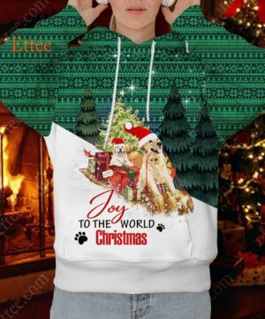 Golden Retrievers Christmas 3D Hoodie, Joy To The World - Ettee - 3D Hoodie