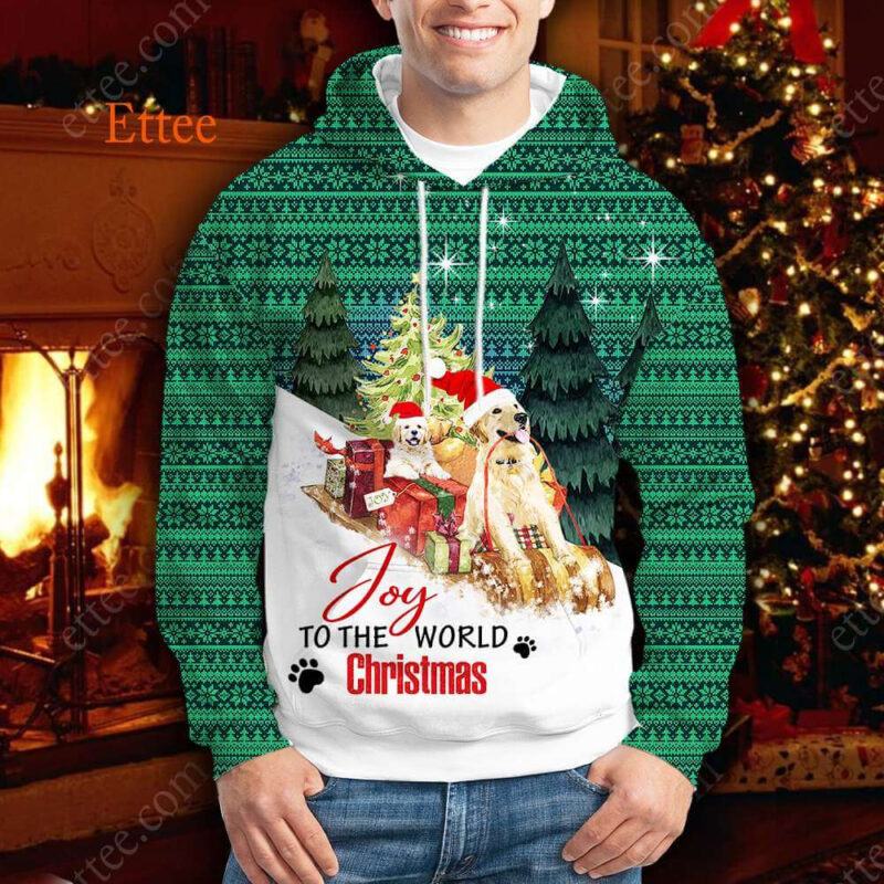 Golden Retrievers Christmas 3D Hoodie, Joy To The World - Ettee - 3D Hoodie