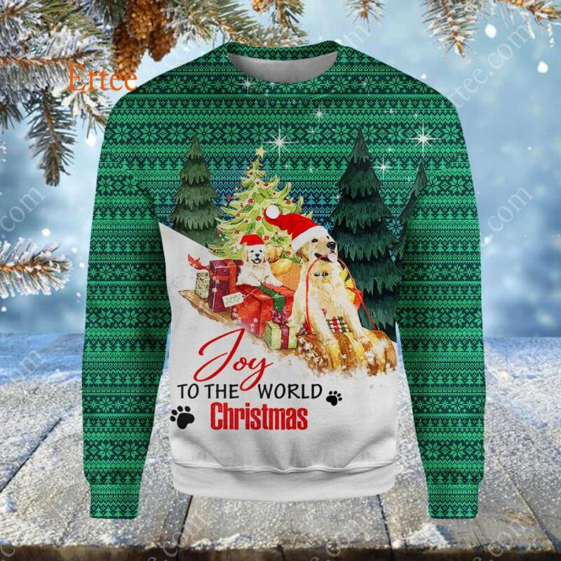 Golden Retrievers Christmas 3D Hoodie, Joy To The World - Ettee - 3D Hoodie