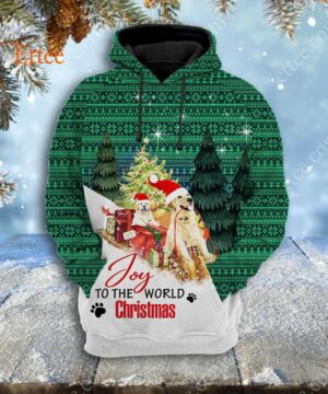 Golden Retrievers Christmas 3D Hoodie, Joy To The World - Ettee - 3D Hoodie