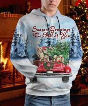 Golden Retrievers Season Greetings To All of You 3D Unisex Hoodie - Ettee - 3D