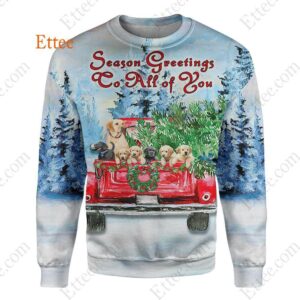 Golden Retrievers Season Greetings To All of You 3D Unisex Hoodie - Ettee - 3D