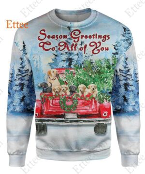 Golden Retrievers Season Greetings To All of You 3D Unisex Hoodie - Ettee - 3D