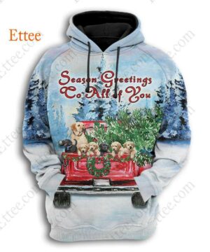 Golden Retrievers Season Greetings To All of You 3D Unisex Hoodie - Ettee - 3D