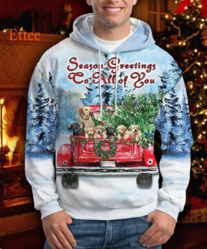 Golden Retrievers Season Greetings To All of You 3D Unisex Hoodie - Ettee - 3D