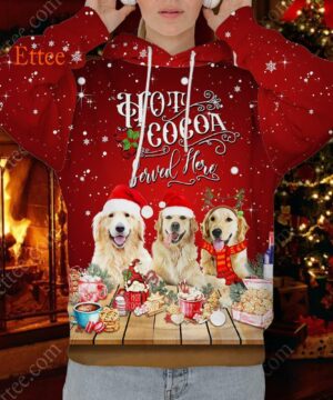 Golden Retrievers 3D Unisex Hoodie, Dog Hot Cocoa Bar - Ettee - 3D