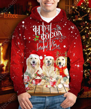 Golden Retrievers 3D Unisex Hoodie, Dog Hot Cocoa Bar - Ettee - 3D