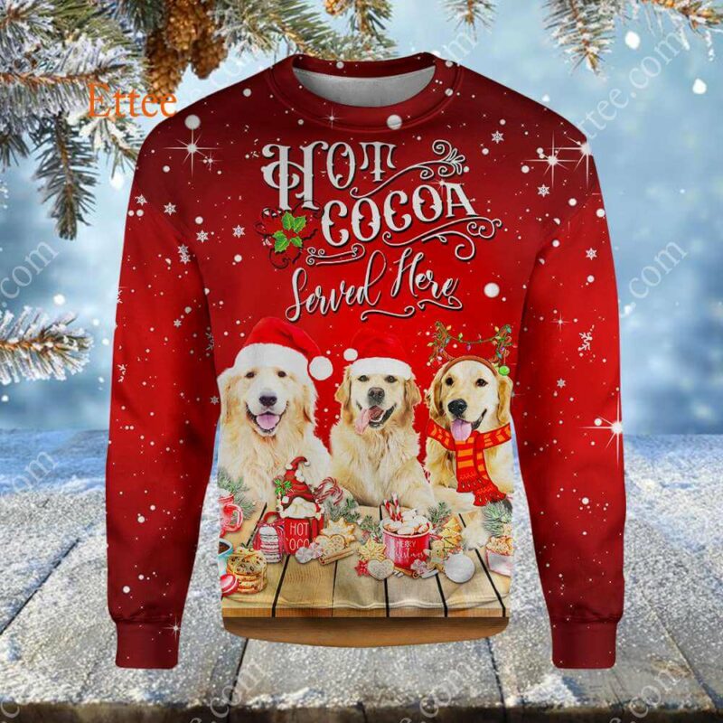 Golden Retrievers 3D Unisex Hoodie, Dog Hot Cocoa Bar - Ettee - 3D