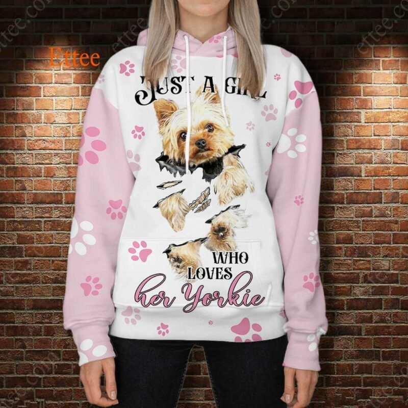 Yorkshire Terrier 3D Unisex Hoodie, Yorkie Dog Mom Gift - Ettee - 3D