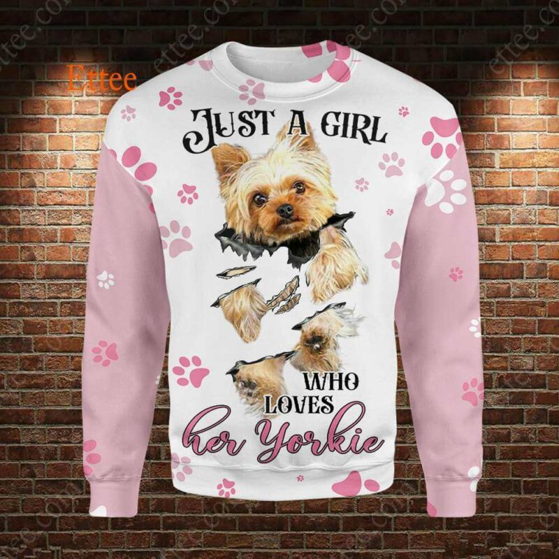 Yorkshire Terrier 3D Unisex Hoodie, Yorkie Dog Mom Gift - Ettee - 3D