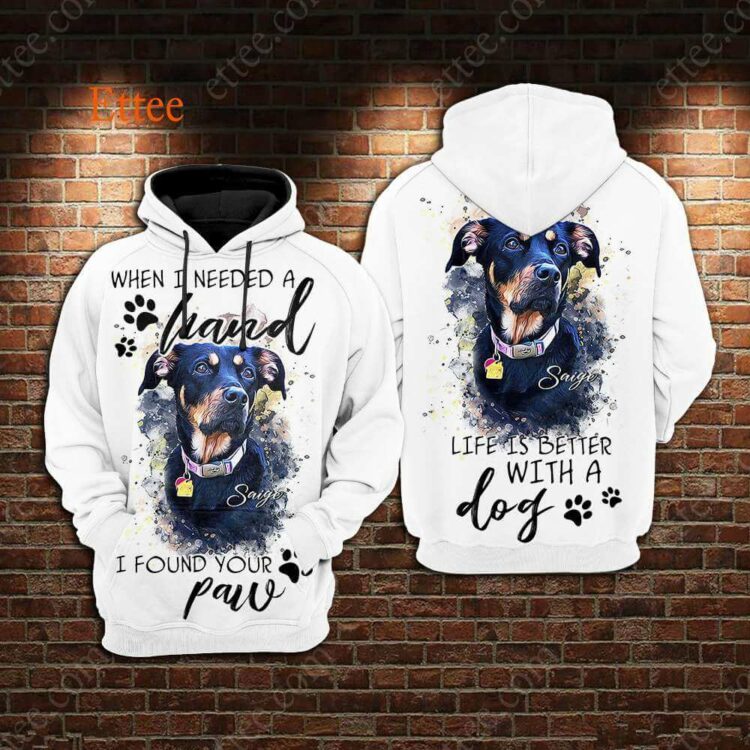 Dog Custom Photo Watercolor 3D Unisex Hoodie, When I Needed A Hand I Found Your Paw - Ettee - 3D