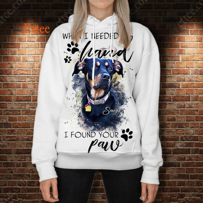 Dog Custom Photo Watercolor 3D Unisex Hoodie, When I Needed A Hand I Found Your Paw - Ettee - 3D