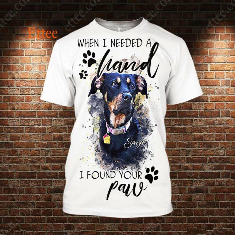 Dog Custom Photo Watercolor 3D Unisex Hoodie, When I Needed A Hand I Found Your Paw - Ettee - 3D