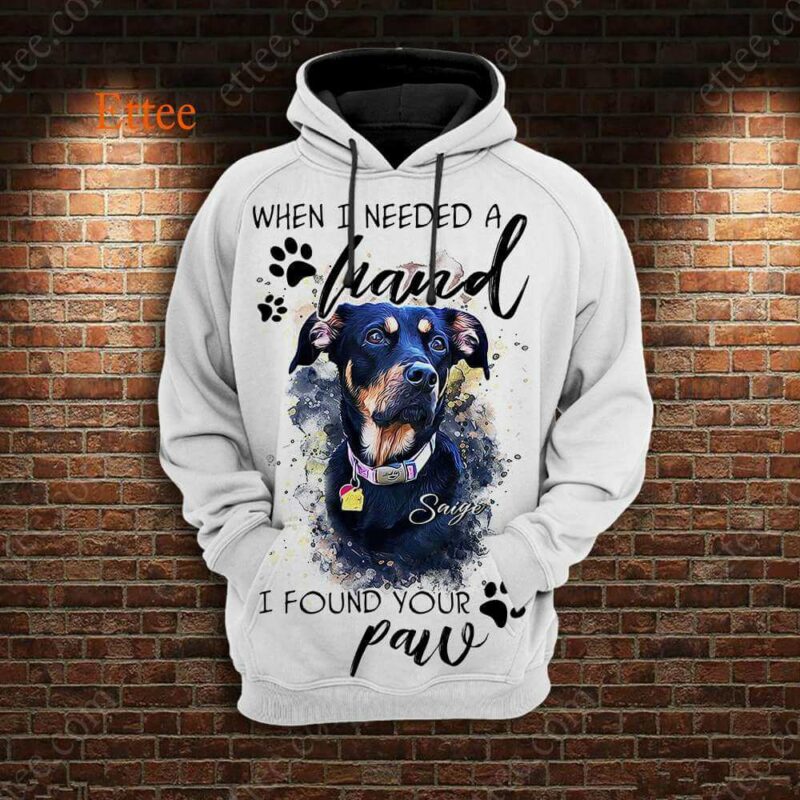 Dog Custom Photo Watercolor 3D Unisex Hoodie, When I Needed A Hand I Found Your Paw - Ettee - 3D