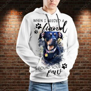 Dog Custom Photo Watercolor 3D Unisex Hoodie, When I Needed A Hand I Found Your Paw - Ettee - 3D