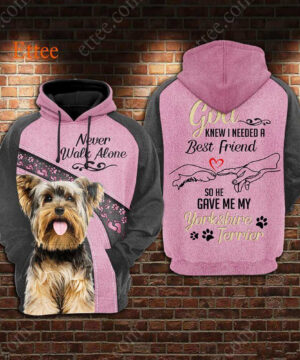 Yorkshire Terrier Best Friend 3D Unisex Hoodie, Never Walk Alone - Ettee - 3D