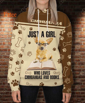 Reading Chihuahua 3D Unisex Hoodie, A Girl Who Loves Chihuahuas & Books - Ettee - 3D Hoodie