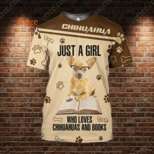 Reading Chihuahua 3D Unisex Hoodie, A Girl Who Loves Chihuahuas & Books - Ettee - 3D Hoodie