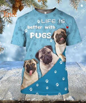 Life is Better With Pugs 3D Unisex Hoodie - Ettee - 3D design